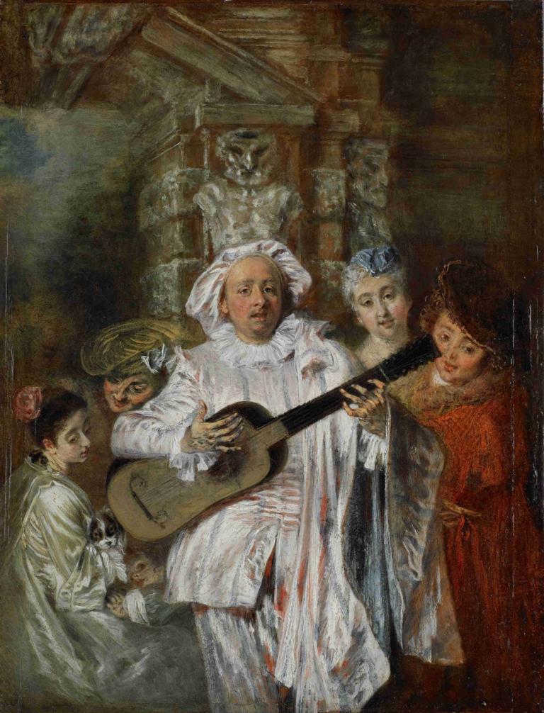 Sous un habit de Mezetin,In een Mezetin pak,Jean-Antoine Watteau,Olieverf,Olieverf