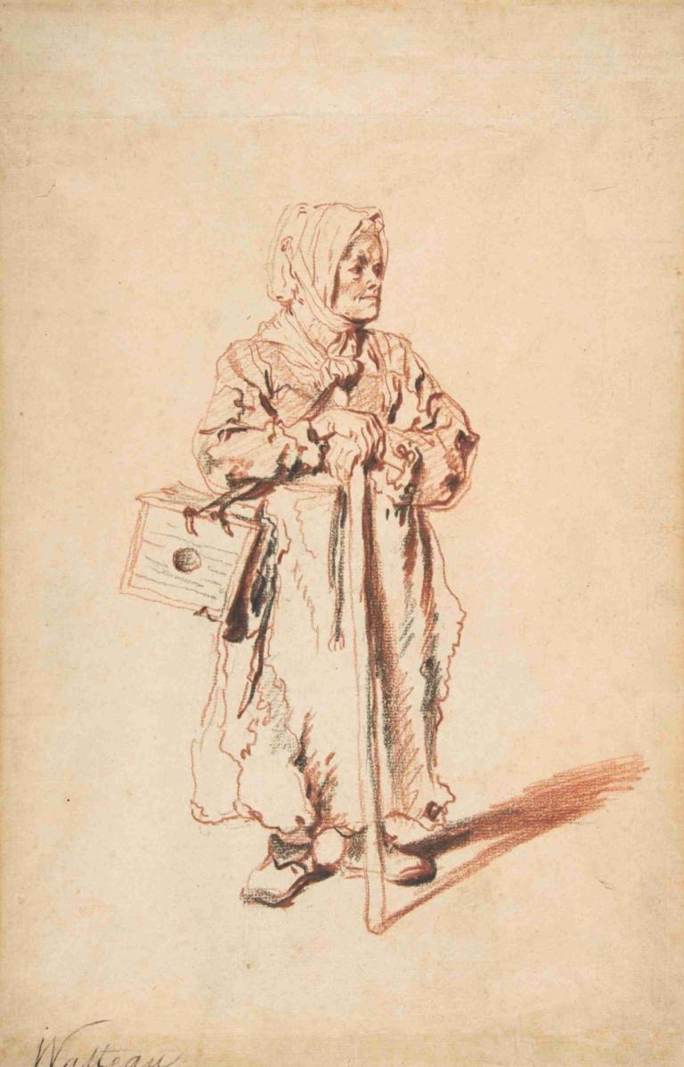 Standing Savoyarde with a Marmot Box,Stehende Savoyarde mit einer Murmeltierbox,Jean-Antoine Watteau