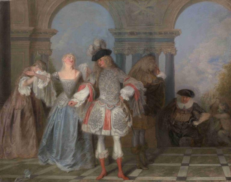 The French Comedians,Los cómicos franceses,Jean-Antoine Watteau,Pintura al óleo,Pintura al óleo