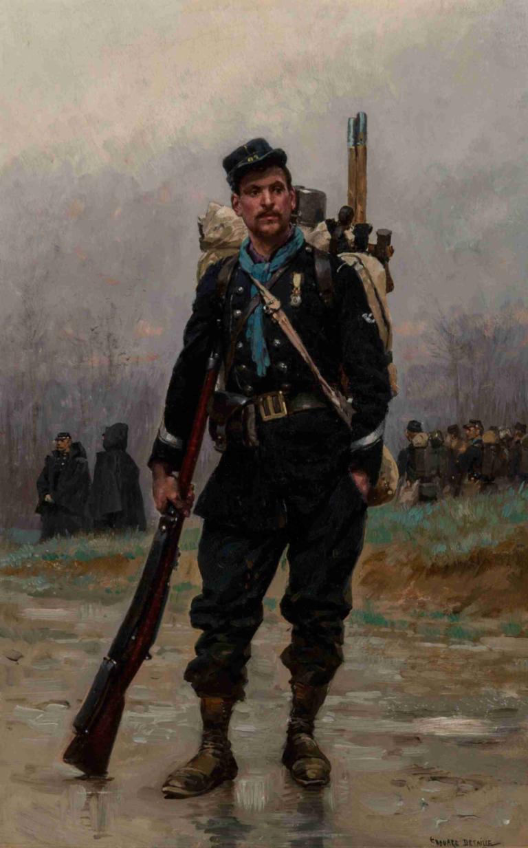 A French infantryman from the Franco-Prussian War,Jean-Baptiste Édouard Detaille,Oil Painting,Oil Painting