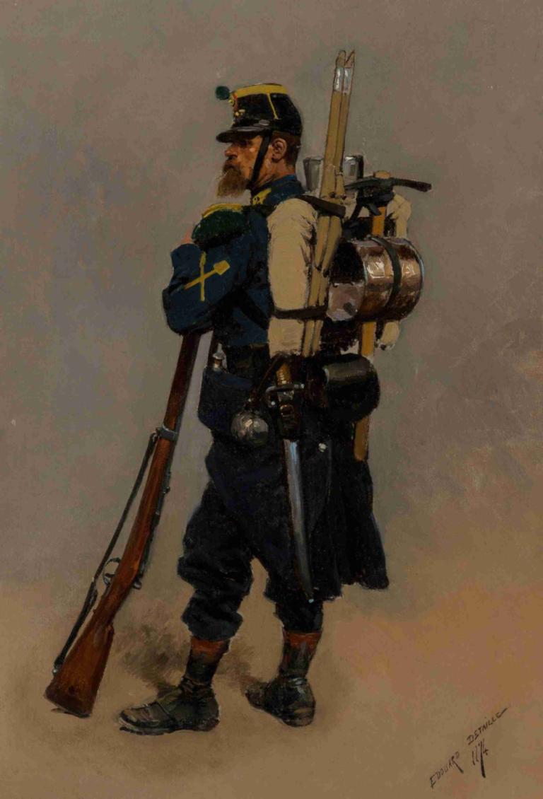 A line engineer from the Franco-Prussian War,Jean-Baptiste Édouard Detaille,Oil Painting,Oil Painting, 1boy