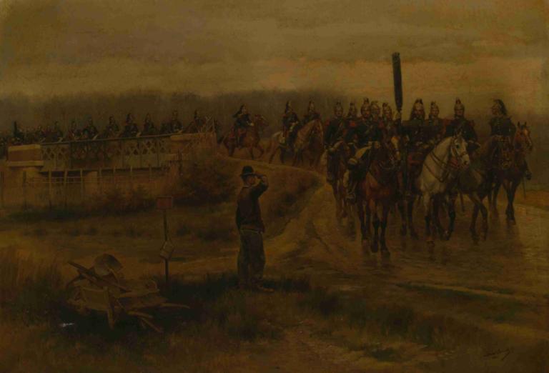 Mon Ancien Regiment,旧兵团,Jean-Baptiste Édouard Detaille,油画,油画, 马, 士兵, 骑马, 军队, 武器, 战争, 制服, 军装, 骑术, 户外, 6+男孩, 军队