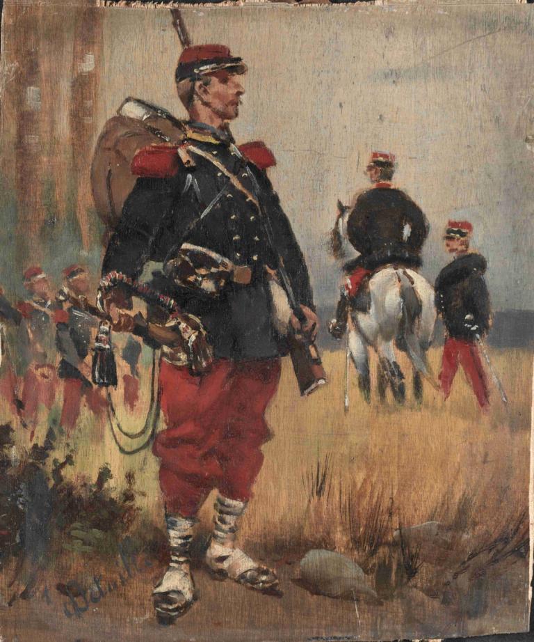 Soldiers,Soldaten,Jean-Baptiste Édouard Detaille,Ölgemälde,Ölgemälde, Uniform, Waffe, Militäruniform, Militär