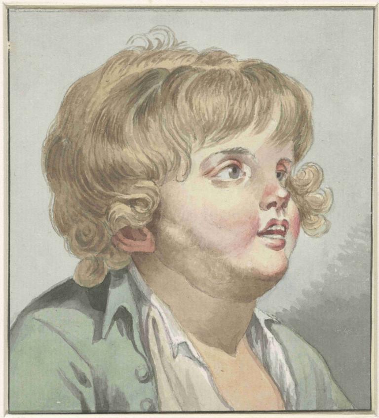 Boy's head,男孩的头,Jean-Baptiste Greuze,让-巴蒂斯特-格吕兹,彩色素描,彩色素描, 独奏, 金头发, 1男孩, 男性焦点, 张开双唇, 衬衫, 肖像, 卷发, 白衬衫, 有领衬衫