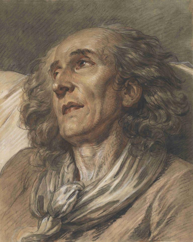 Bust Of An Old Man,Jean-Baptiste Greuze,Oil Painting,Oil Painting, solo, 1boy, male focus, traditional media