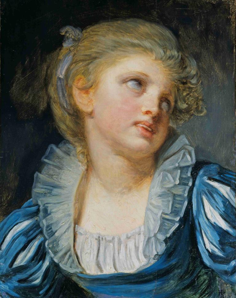 Girl in a Blue Dress,Gadis Bergaun Biru,Jean-Baptiste Greuze,Lukisan cat minyak,Lukisan cat minyak, 1 gadis