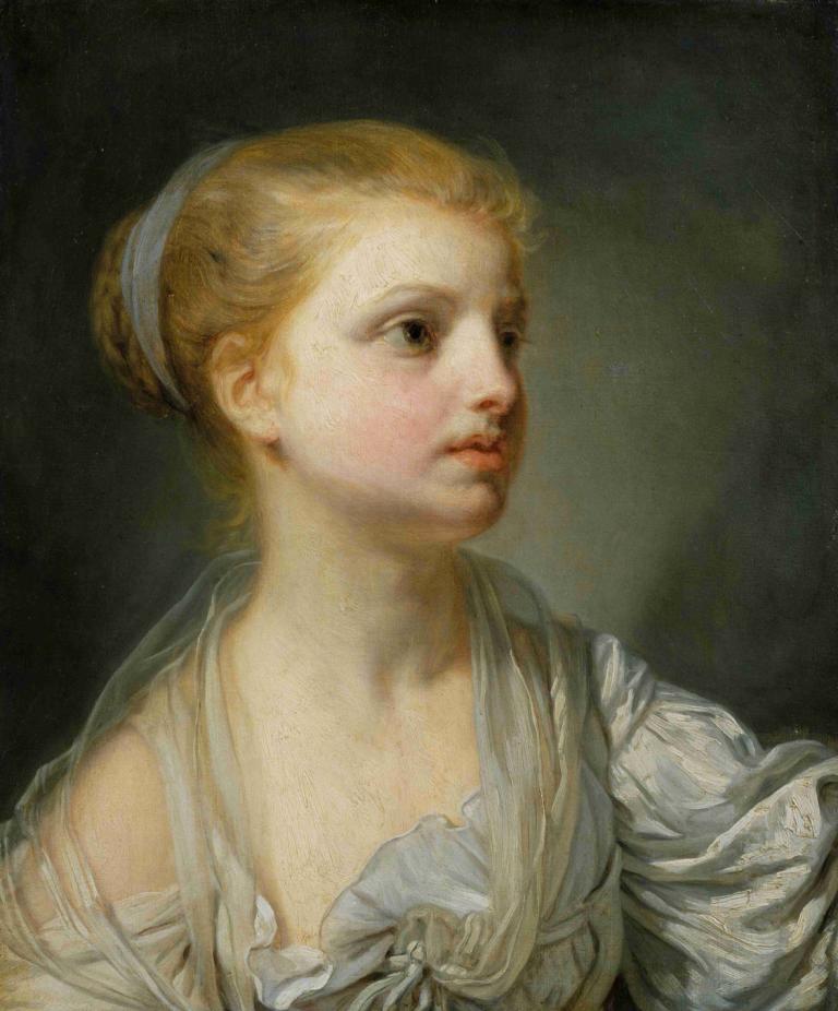 Girl in a White Dress,Beyaz Elbiseli Kız,Jean-Baptiste Greuze,Yağlı boya,Yağlı boya, 1kız, solo, sarı saç