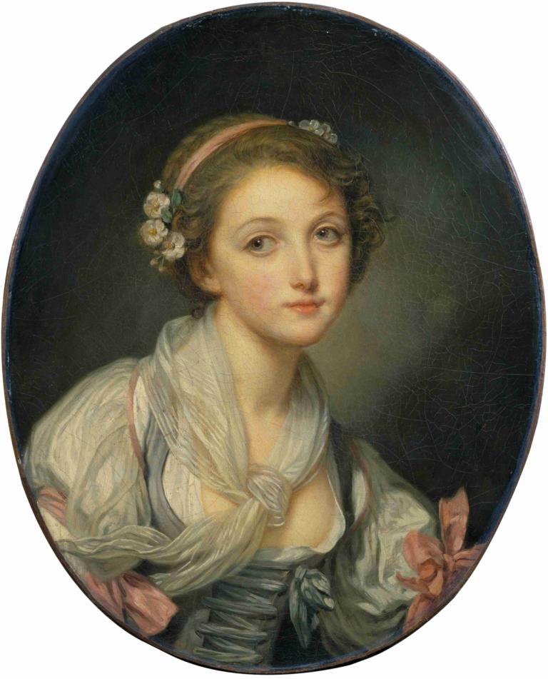 Girl with a Gauze Scarf,Jente med gasskjerf,Jean-Baptiste Greuze,Oljemaleri,Oljemaleri, 1 jente, solo