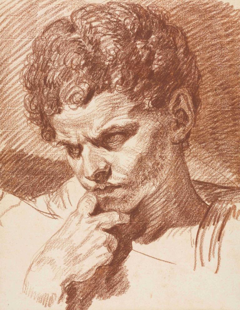 Head of Caracalla,Hoofd van Caracalla,Jean-Baptiste Greuze,Kleurenschets,Kleurenschets, solo, monochroom