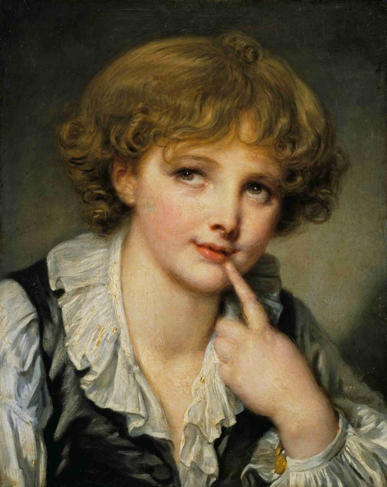 Head of a Boy,Jean-Baptiste Greuze,Oil Painting,Oil Painting, solo, 1girl, realistic, blonde hair, short hair