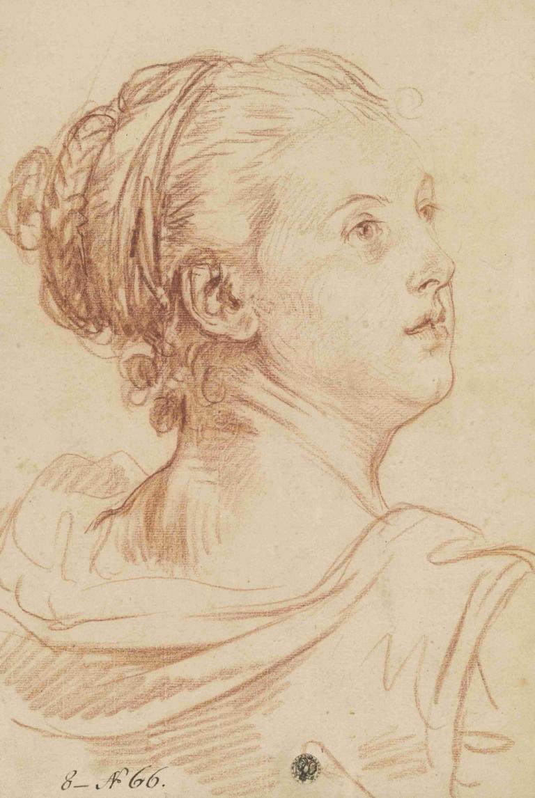 Head of a Woman Looking Back Over Her Shoulder,Hoofd van een vrouw die over haar schouder terugkijkt