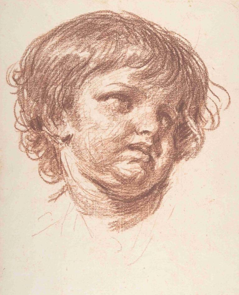 Head of a Young Boy,Hoofd van een jonge jongen,Jean-Baptiste Greuze,Kleurenschets,Kleurenschets, solo