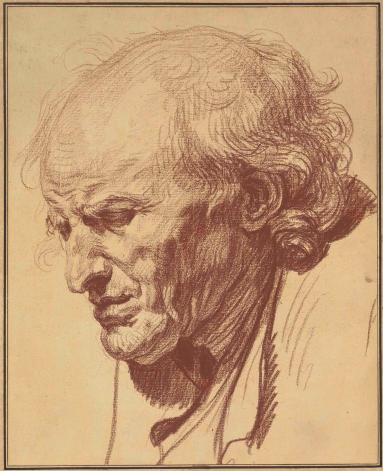 Head of an Old Man,Hoofd van een oude man,Jean-Baptiste Greuze,Kleurenschets,Kleurenschets, solo, 1 jongen