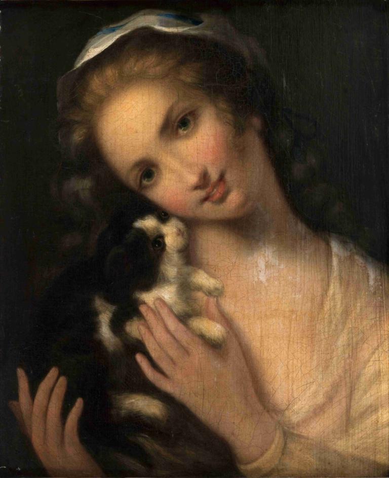 Jeune fille au chat,Ung flicka med katt,Jean-Baptiste Greuze,Oljemålning,Oljemålning, 1 tjej, konstparodi