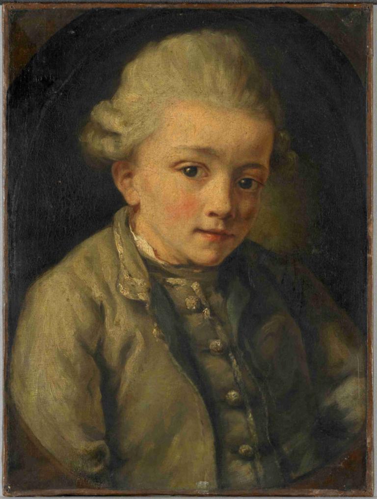 Mozart,Jean-Baptiste Greuze,Oljemålning,Oljemålning, solo, blont hår, 1 pojke, tittar på betraktaren