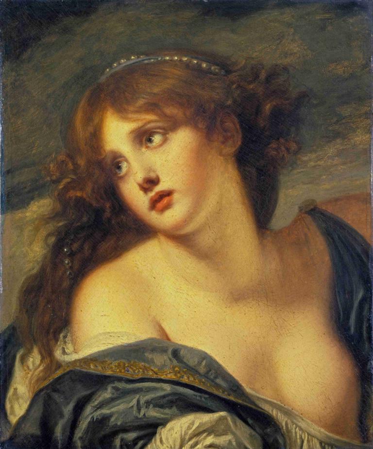 Psyche,Psyke,Jean-Baptiste Greuze,Oliemaleri,Oliemaleri, 1 pige, kunstparodi, solo, brunt hår