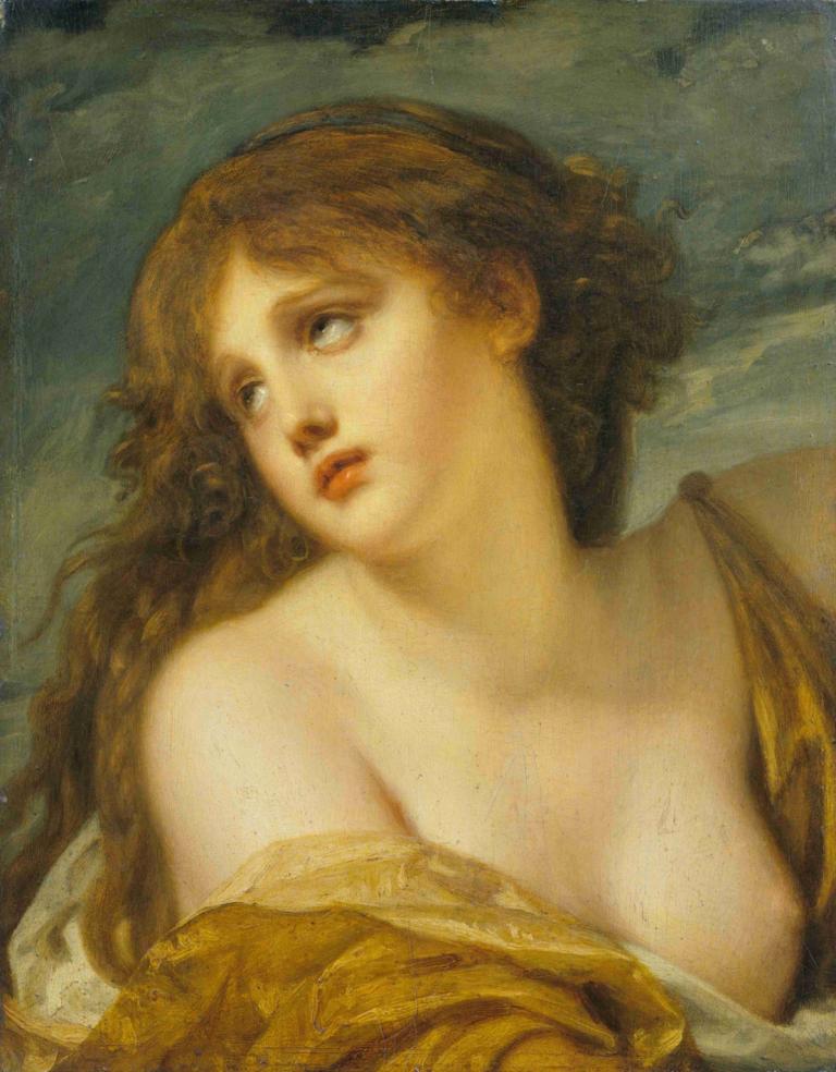 Psyche,Psyke,Jean-Baptiste Greuze,Oljemålning,Oljemålning, 1 tjej, solo, långt hår, brunt hår, konstparodi