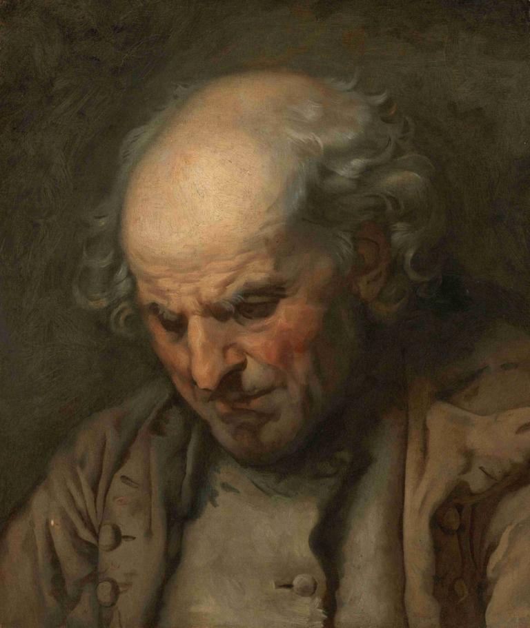 Study Of An Old Man, Head And Shoulders,老人研究，头部和肩部,Jean-Baptiste Greuze,让-巴蒂斯特-格吕兹,油画,油画, 独奏, 1男孩, 男性焦点, 老的