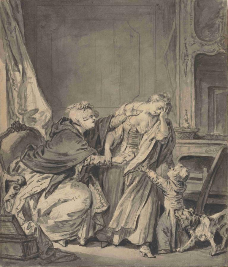 The Angry Mother,Den arga mamman,Jean-Baptiste Greuze,Kopparplåt Etsning,Kopparplåt Etsning, konstparodi