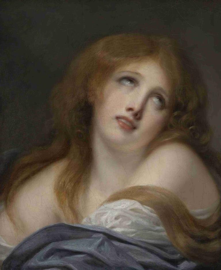 The Bust of a Young Girl, Called Virginie,少女维吉妮的半身像,Jean-Baptiste Greuze,让-巴蒂斯特-格吕兹,油画,油画, 1个女孩, 独奏, 长发, 实际的