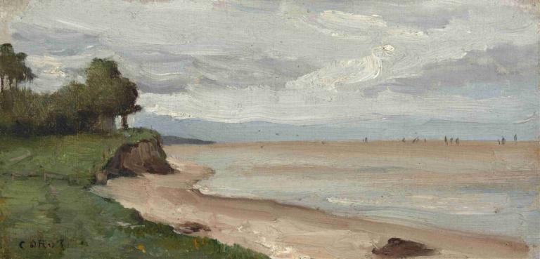 Beach near Etretat,Strand bei Etretat,Jean-Baptiste-Camille Corot,Ölgemälde,Ölgemälde, draußen, Wolke