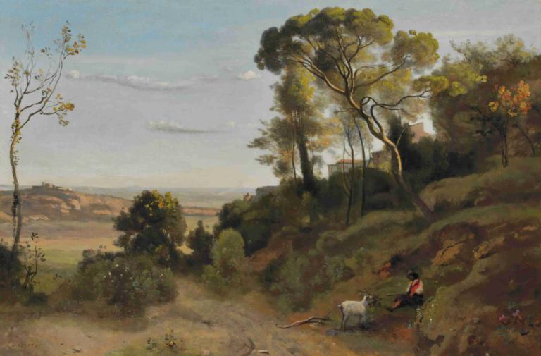 Campagne De Naples,Неаполитанская кампания,Jean-Baptiste-Camille Corot,Жан-Батист-Камиль Коро,Картина Маслом