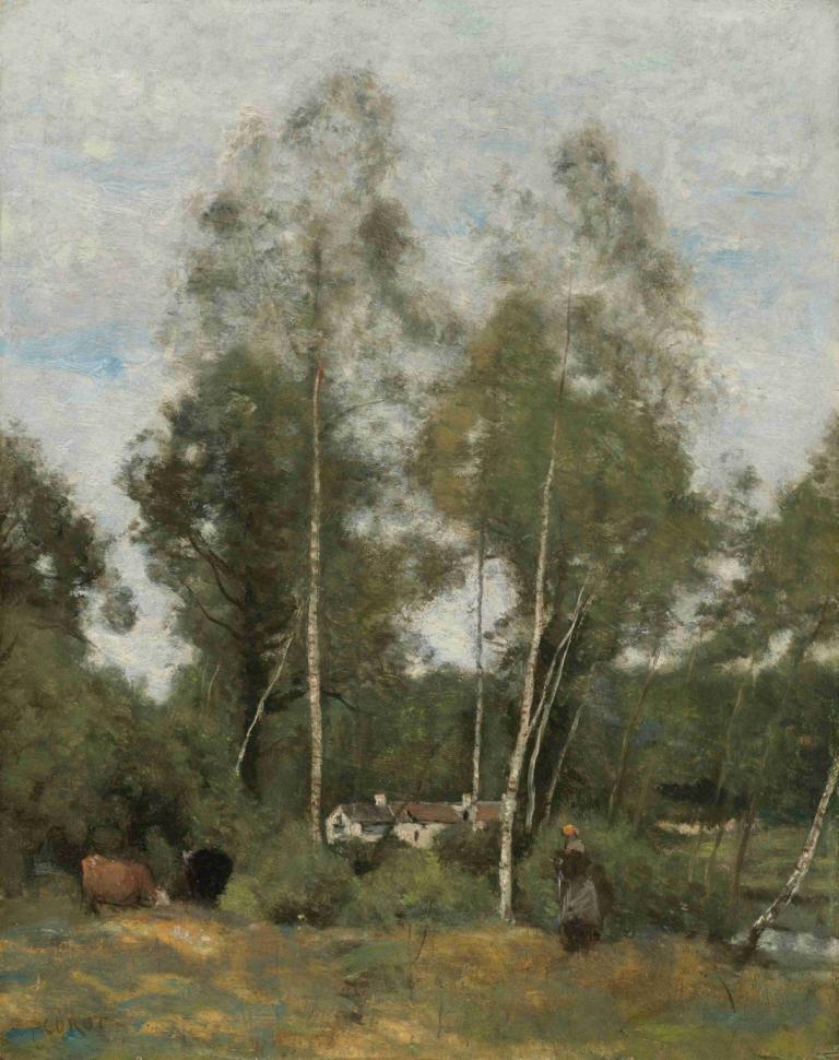 Clairière Du Bois Pierre, Aux Evaux, Prés Château-Thierry,Jean-Baptiste-Camille Corot,Ελαιογραφία,Ελαιογραφία