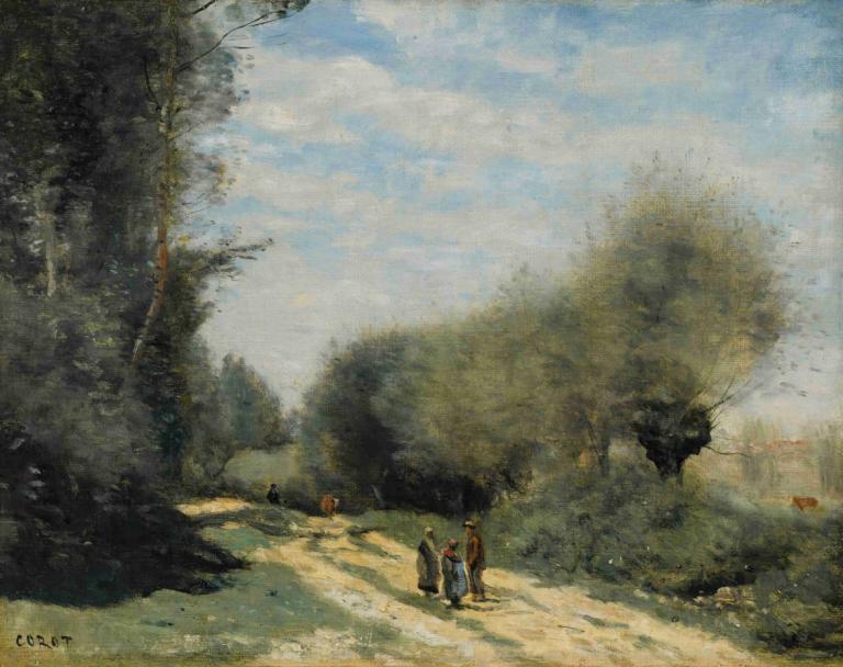 Crécy-En-Brie - Route Dans La Campagne,Crécy-En-Brie - Διαδρομή στην Κατασκήνωση,Jean-Baptiste-Camille Corot