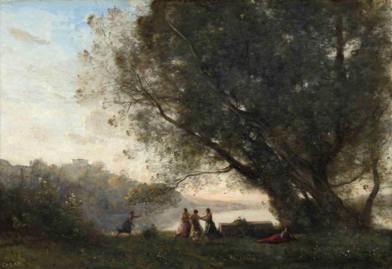 Dance under the Trees at the Edge of the Lake,Tanssi puiden alla järven rannalla,Jean-Baptiste-Camille Corot