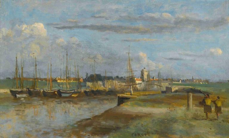 Dunkerque; L'arrière-Port,Dunkerque; Pelabuhan bagian dalam,Jean-Baptiste-Camille Corot,Lukisan cat minyak