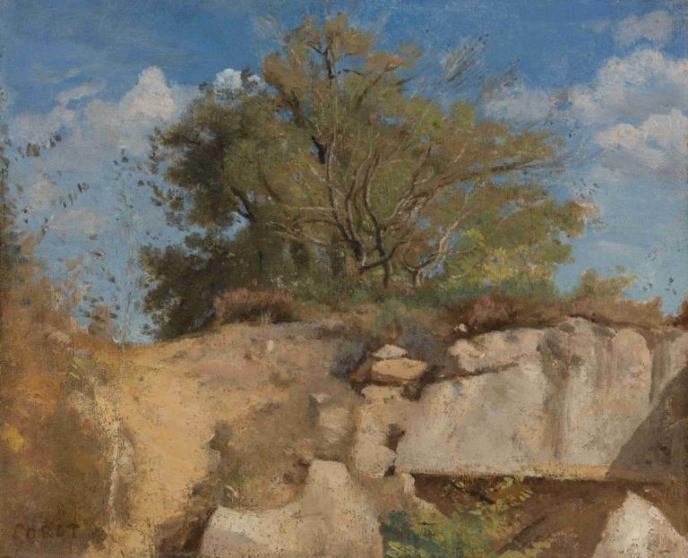 Fontainebleau, Sommet De Carrière Boisée,Fontainebleau, Puncak Tambang Berhutan,Jean-Baptiste-Camille Corot