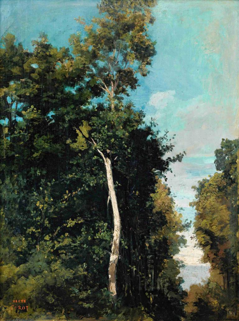 Forest On The Grace Coast In Honfleur,Hutan di Pantai Grace di Honfleur,Jean-Baptiste-Camille Corot