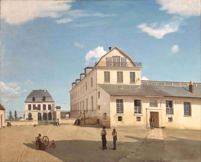 House and Factory of Monsieur Henry,무슈 헨리의 집과 공장,Jean-Baptiste-Camille Corot,장 밥티스트-카미유 코로,오일 페인팅,오일 페인팅, 하늘