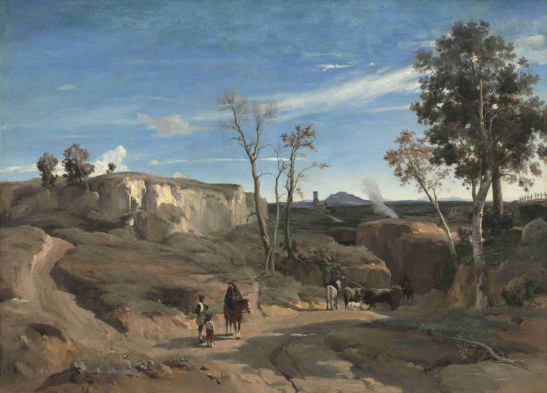 La Cervara, the Roman Campagna,로마 캄파냐, 라 세르바라,Jean-Baptiste-Camille Corot,장 밥티스트-카미유 코로,오일 페인팅,오일 페인팅, 나무, 옥외