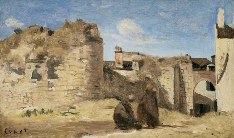 La Rochelle - un coin de la cour de la commanderie,라 로셸 - 사령부 안뜰의 한 구석,Jean-Baptiste-Camille Corot