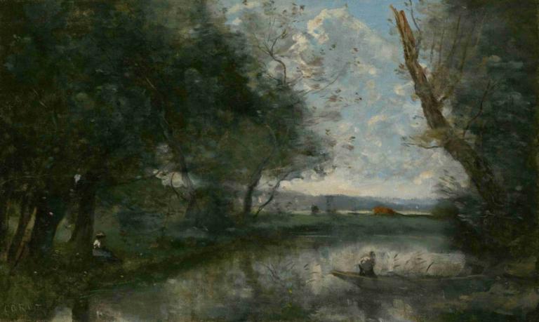 Landscape,랜드스케이프,Jean-Baptiste-Camille Corot,장 밥티스트-카미유 코로,오일 페인팅,오일 페인팅, 나무, 경치, 옥외, 하늘, 구름, 잔디, 자연, 낮, 풍경