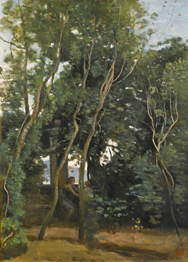 Le Matin Sous Les Arbres,Morgon under träden,Jean-Baptiste-Camille Corot,Oljemålning,Oljemålning, träd