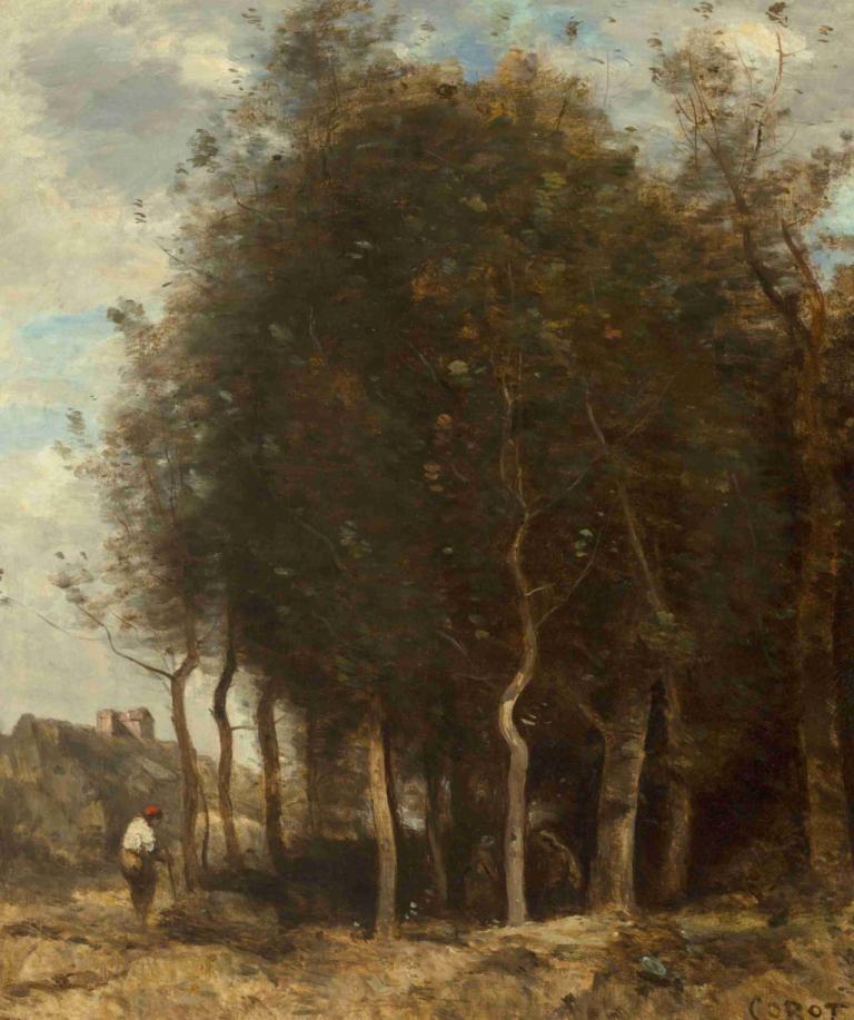 Lisière de bois,나무 가장자리,Jean-Baptiste-Camille Corot,장 밥티스트-카미유 코로,오일 페인팅,오일 페인팅, 나무, 토킨 모자, 옥외, 독주, 이누바시리 모미지