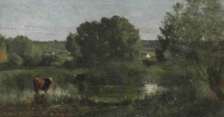 Marcoussis, La Mare Aux Vaches,Jean-Baptiste-Camille Corot,Pittura ad olio,Pittura ad olio, albero