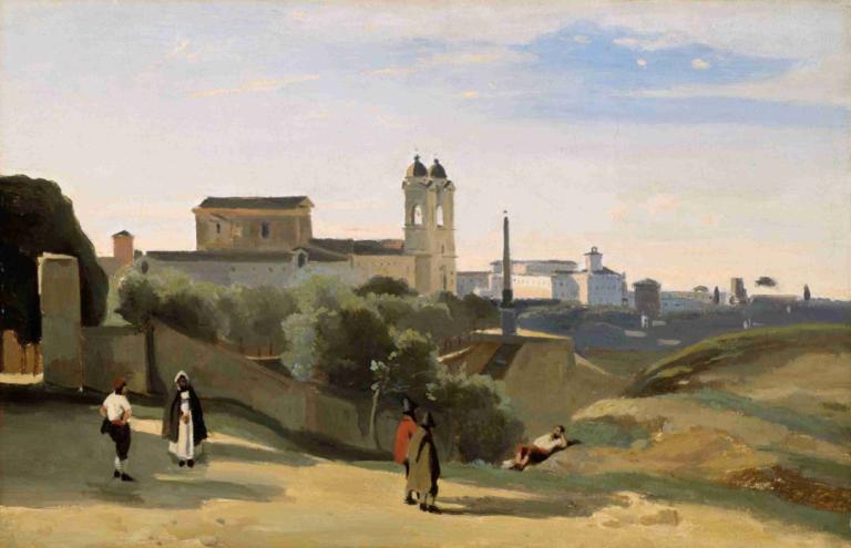 Monte Pincio, Rome,Monte Pincio, Roma,Jean-Baptiste-Camille Corot,Pittura ad olio,Pittura ad olio, all'aperto