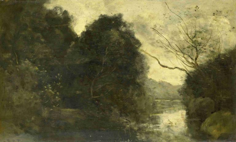 Pond in the Woods,Пруд в лесу,Jean-Baptiste-Camille Corot,Жан-Батист-Камиль Коро,Картина Маслом