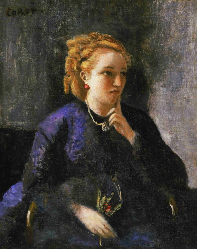 Portrait of a Woman,Ritratto di donna,Jean-Baptiste-Camille Corot,Pittura ad olio,Pittura ad olio