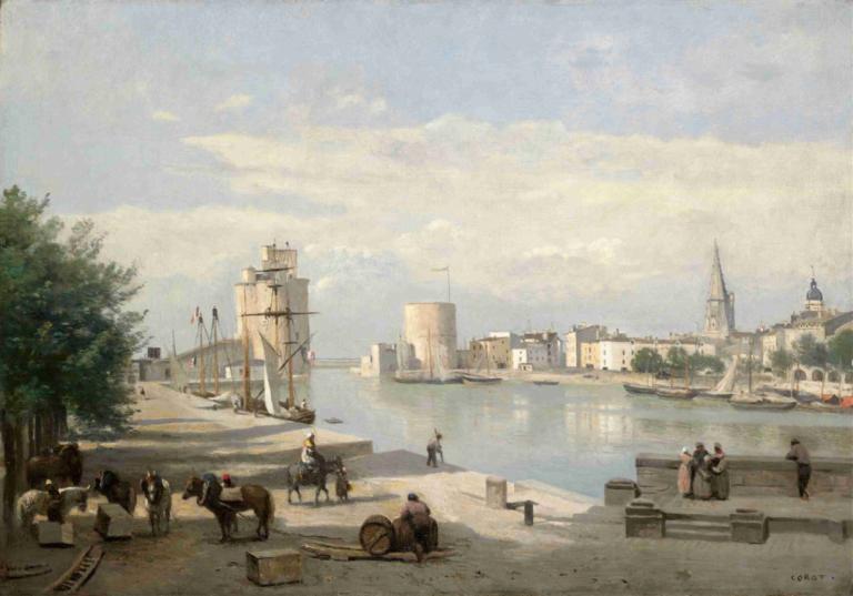 The Harbor of La Rochelle,Přístav La Rochelle,Jean-Baptiste-Camille Corot,Olejomalba,Olejomalba, plavidlo