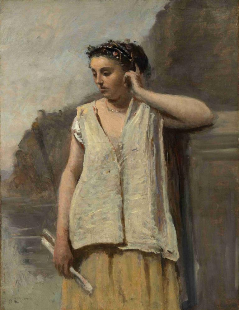 The Muse-History,Muse-historien,Jean-Baptiste-Camille Corot,Oljemaleri,Oljemaleri, solo, realistisk