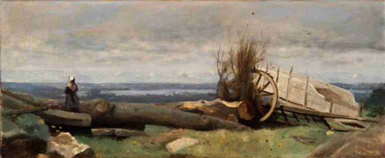 The Plain of La Beauce,Plain of La Beauce,Jean-Baptiste-Camille Corot,Olejomalba,Olejomalba, strom, venku