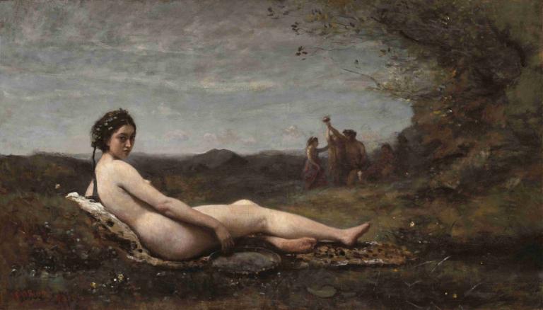 The Repose,Il riposo,Jean-Baptiste-Camille Corot,Pittura ad olio,Pittura ad olio, Parodia delle belle arti