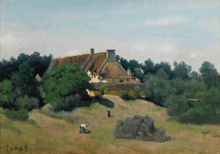 Une Ferme À Saint-Martin-Du-Bon-Fosse, Près De Saint-Lô,Jean-Baptiste-Camille Corot,Oil Painting,Oil Painting