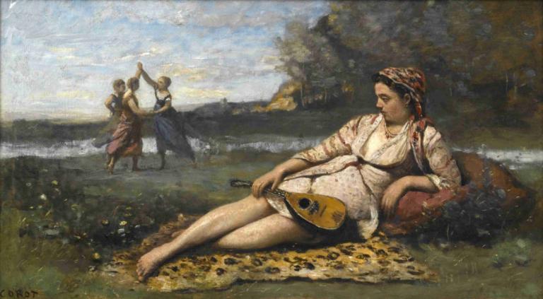 Young Women of Sparta [Jeunes filles de Sparte],Mladé ženy Sparty,Jean-Baptiste-Camille Corot,Olejomalba