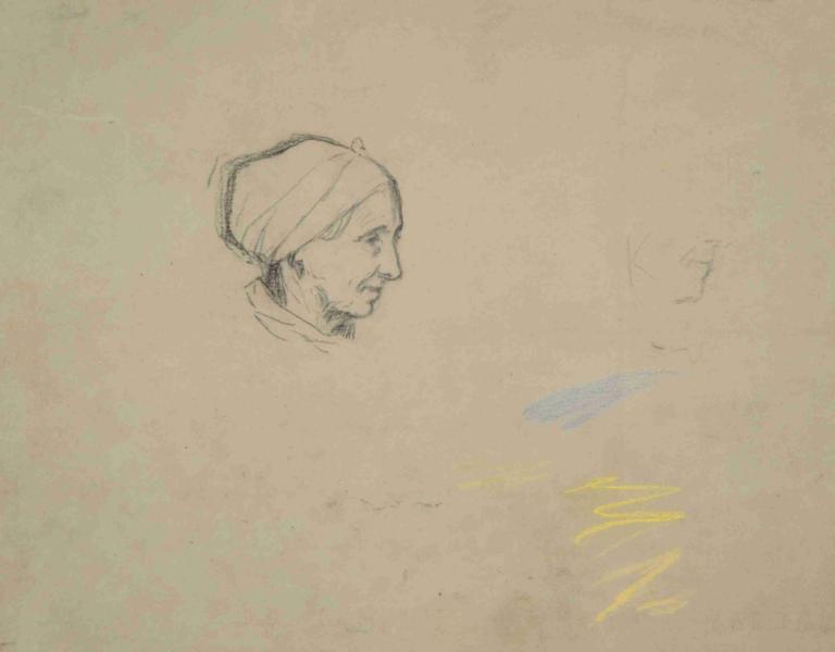 Head of a Peasant Woman,Kepala Seorang Wanita Petani,Jean-François Millet,Sketsa,Sketsa, 1 anak laki-laki