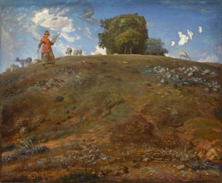 In the Auvergne,Di Auvergne,Jean-François Millet,Lukisan cat minyak,Lukisan cat minyak, di luar rumah, langit